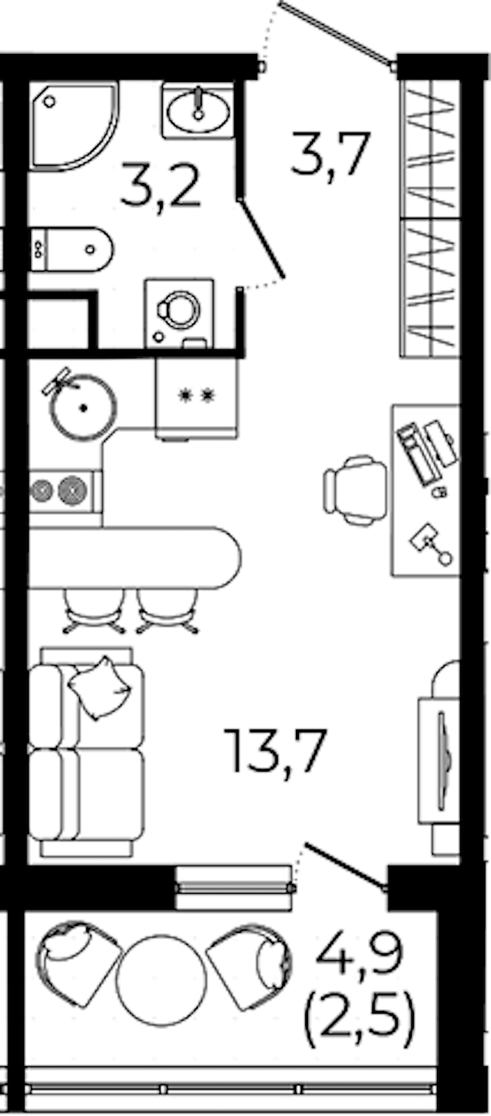 Квартира студия 23.1 м², 3/12 эт., ЖК «А101 Всеволожск»